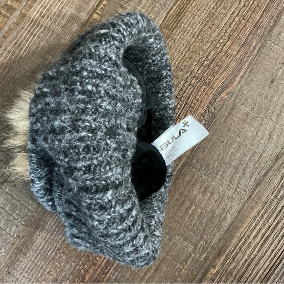 Bula Winter Knit Beanie OS Wool blend Lined Velvet Gray Black Brown Pom Pom - Picture 5 of 5